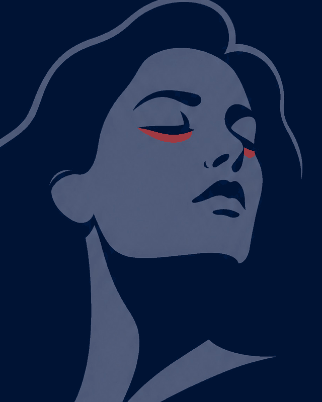 Illustrazione: volto di donna con lo sguardo rivolto verso l’alto